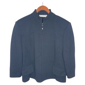 ST JOHN COLLECTION Santana Knit Zip Up Classic Wool Blend Size Large.